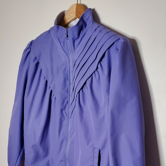 Periwinkle Purple Lightweight Vintage 80s Athletic Jacket with Angular Accents - Picture 6 of 15